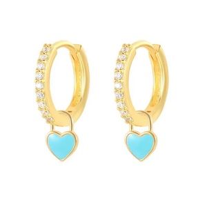 Blue heart hoop earrings
